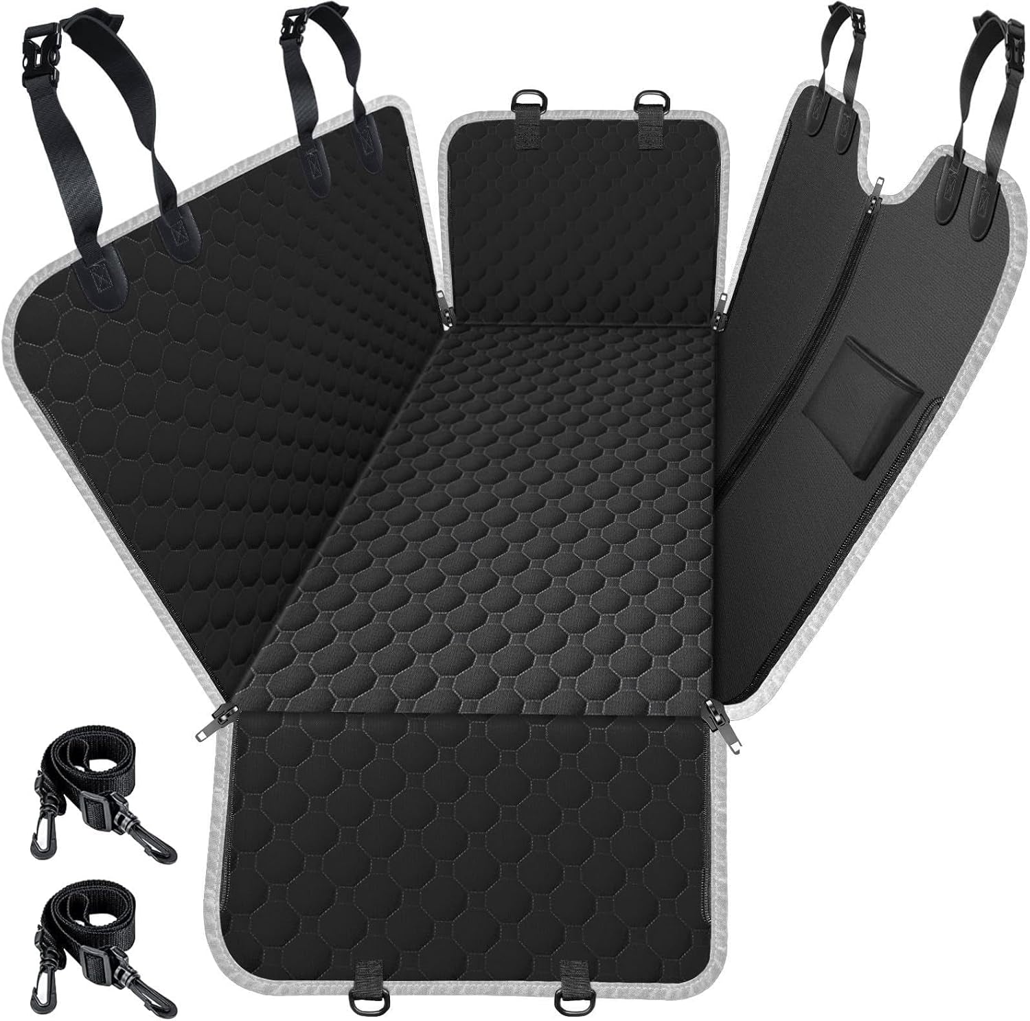 Dog Car Seat Cover for Back Seat, 2026 Upgraded 600D Heavy Duty Waterproof & Scratch-Resistant Dog Hammock for Car, Back Seat Pet Cover for Dogs with Sedan, Trucks and Suvs, Standard, Black